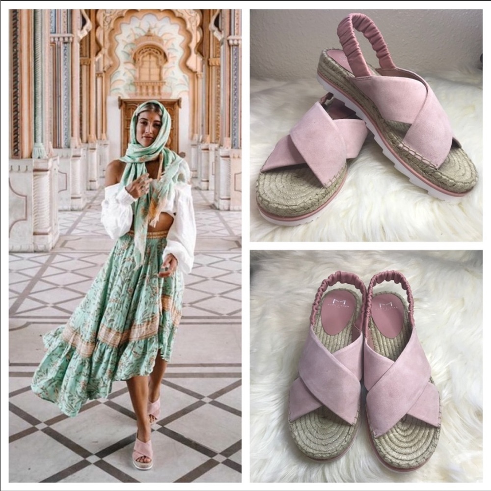 Marc Fisher Pella Pink Suede Espadrille Sandals